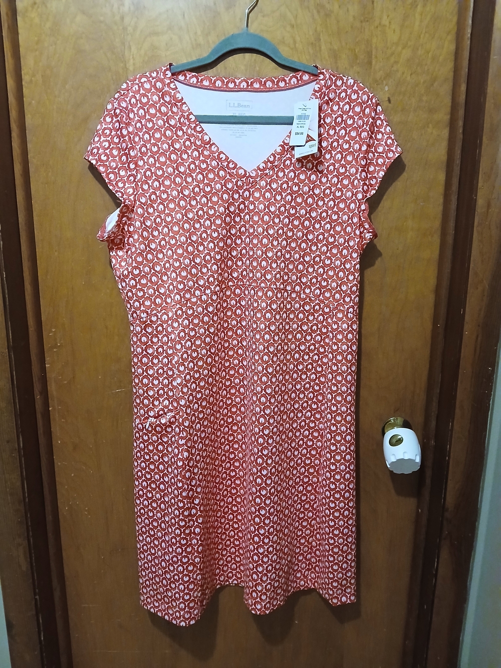 L.L. Bean Red Printed Midi Dress